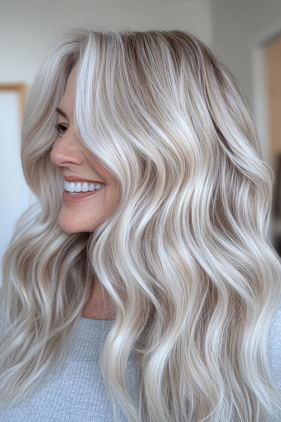 27. Champagne Blonde Loose Waves (Long Hairstyles For Women Over 60) - Long Hairstyles For Women Over 60