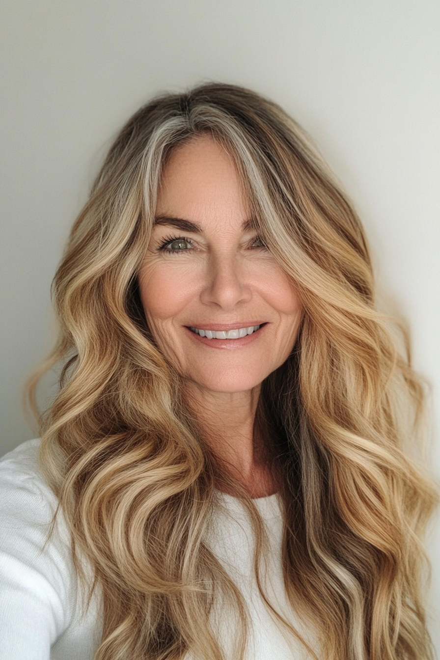 25. Golden Ombre Waves (Long Hairstyles For Women Over 60) - Long Hairstyles For Women Over 60