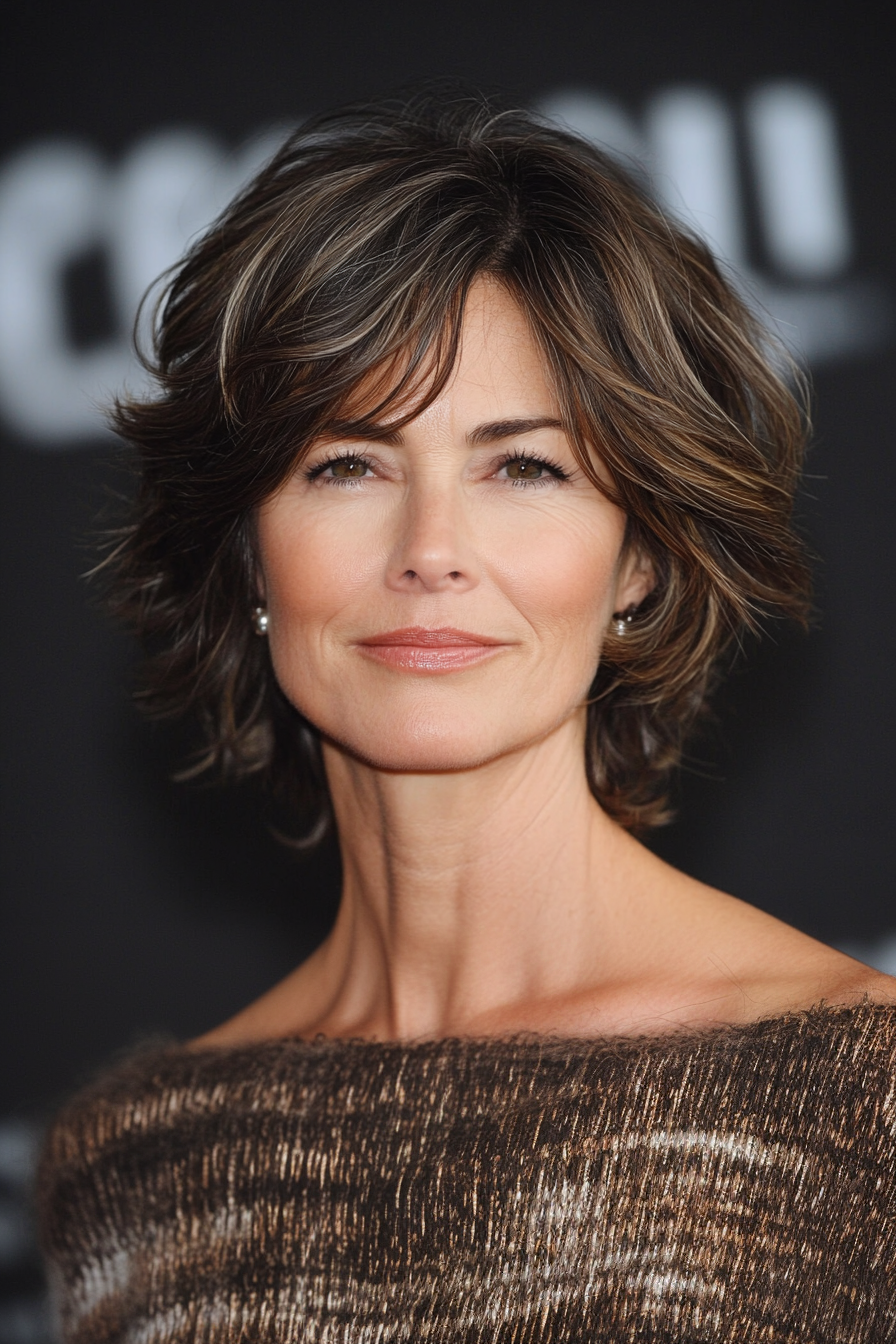 12. Short Layered Shag with Subtle Highlights (Short Hairstyles For Women Over 50 With Thick Hair) - Short Hairstyles For Women Over 50 With Thick Hair