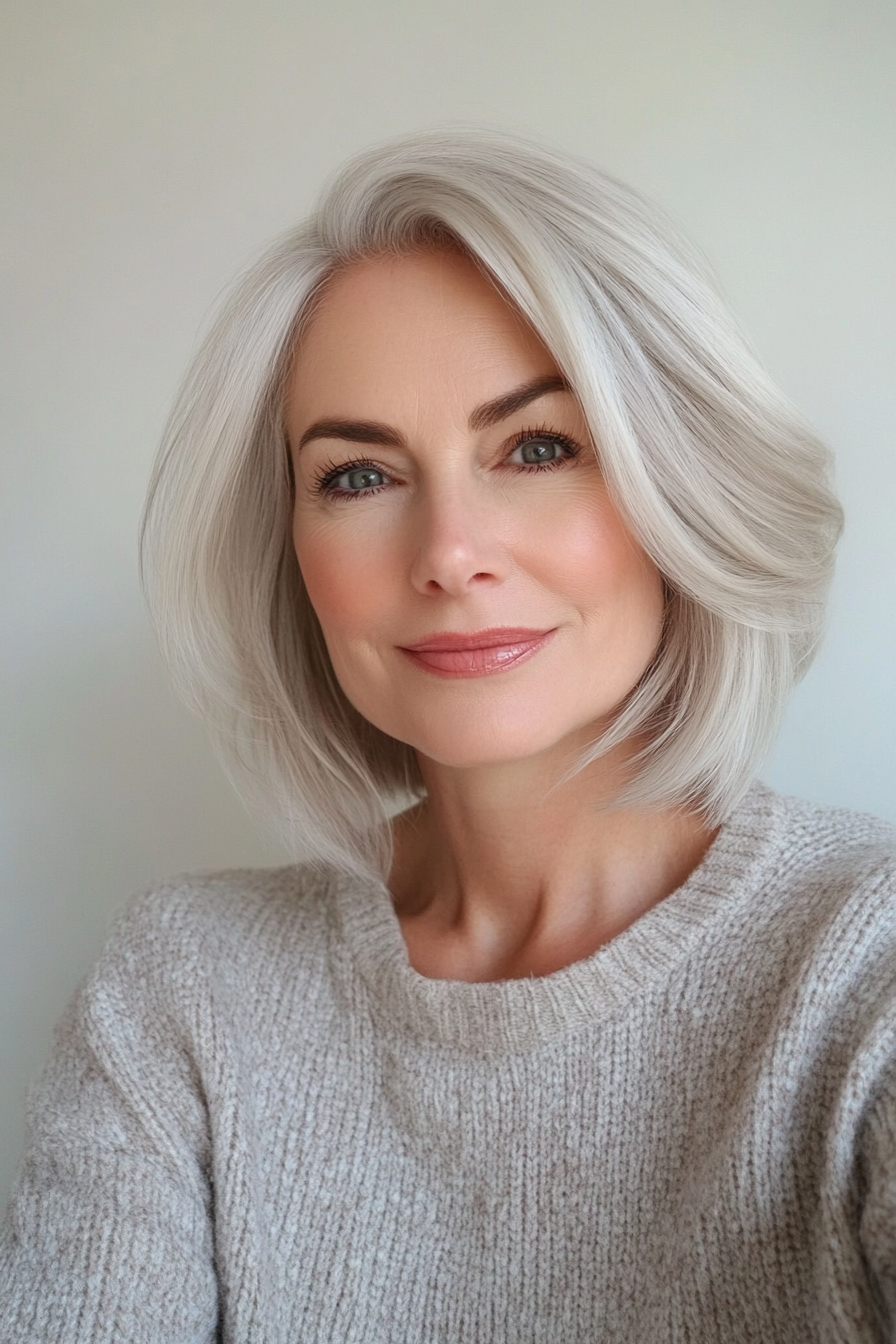 10. Sculpted Bob with Platinum Blonde Tones (Short Hairstyles For Women Over 50 With Thick Hair) - Short Hairstyles For Women Over 50 With Thick Hair