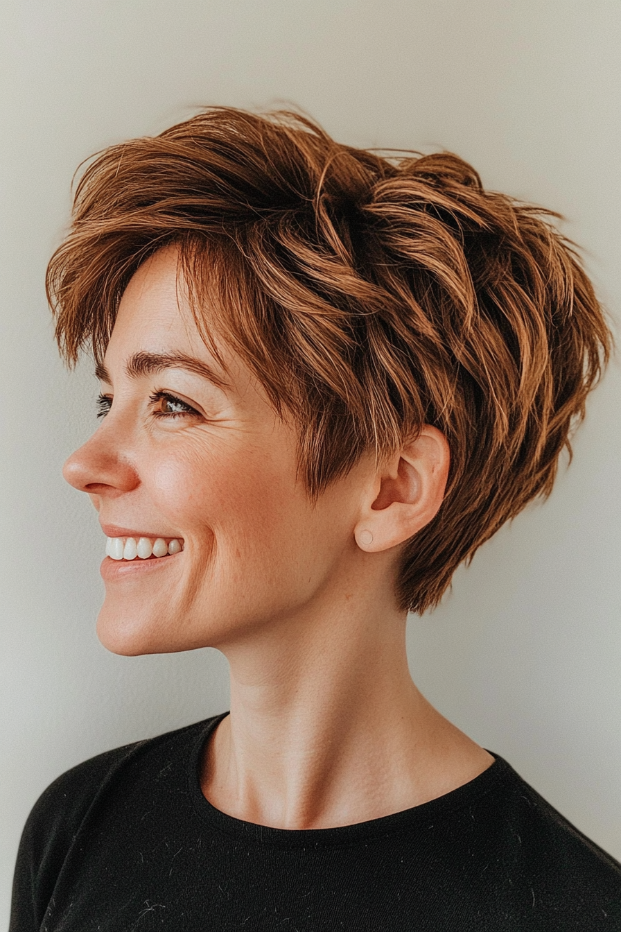 5. Golden Brown Textured Pixie (Short Pixie Haircuts) - Short Pixie Haircuts
