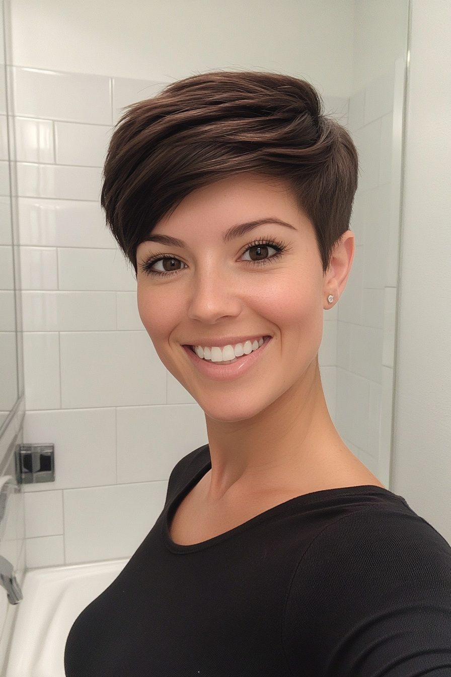 10. Mocha Long-Top Pixie (Short Pixie Haircuts) - Short Pixie Haircuts