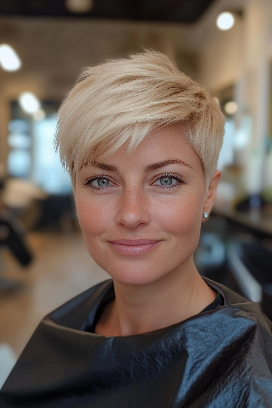 11. Pearl Blonde Feathered Pixie (Short Pixie Haircuts) - Short Pixie Haircuts