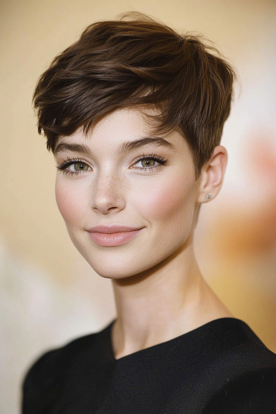 12. Chocolate Brown Micro Pixie (Short Pixie Haircuts) - Short Pixie Haircuts
