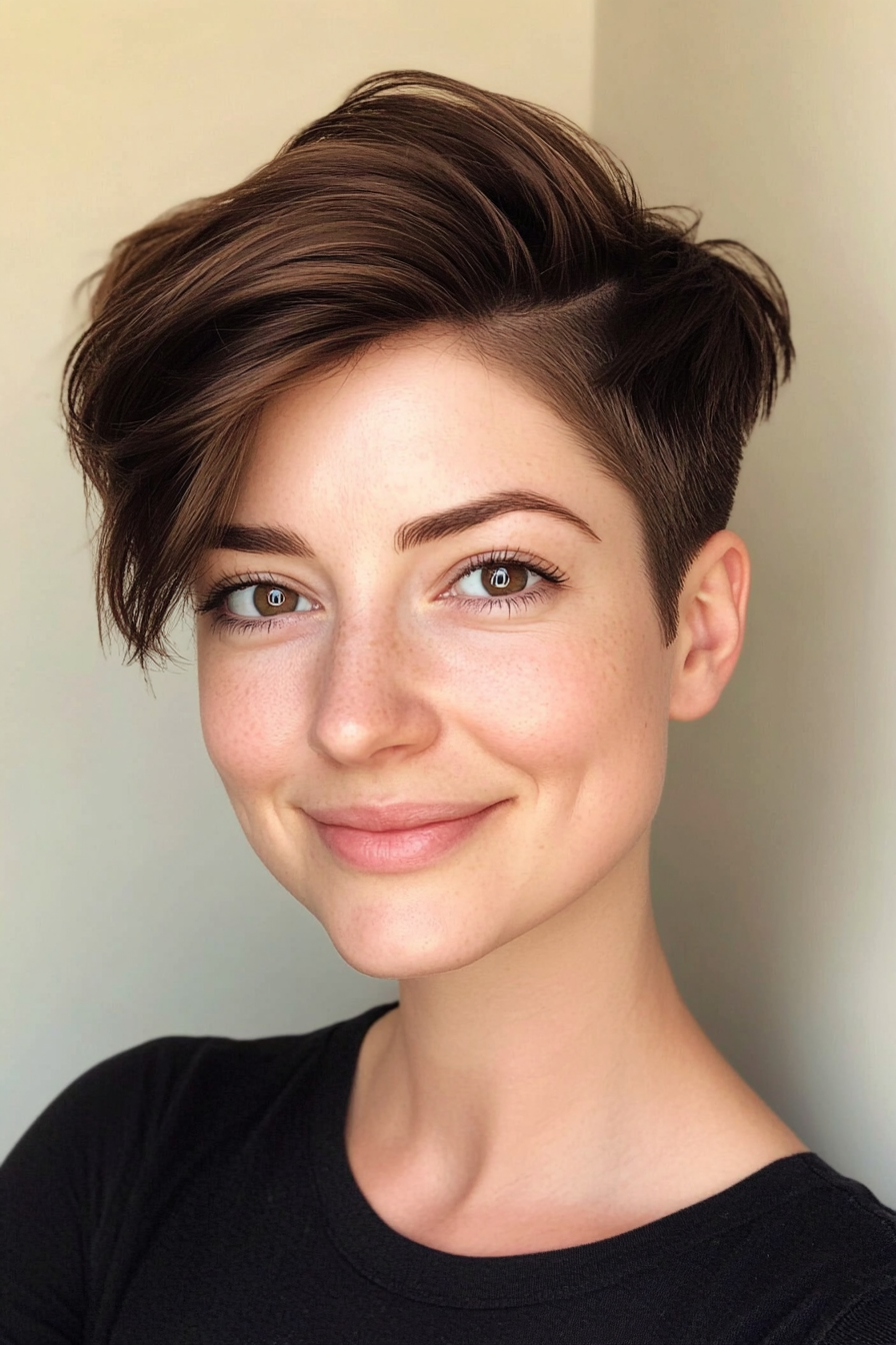 16. Espresso Asymmetrical Pixie (Short Pixie Haircuts) - Short Pixie Haircuts