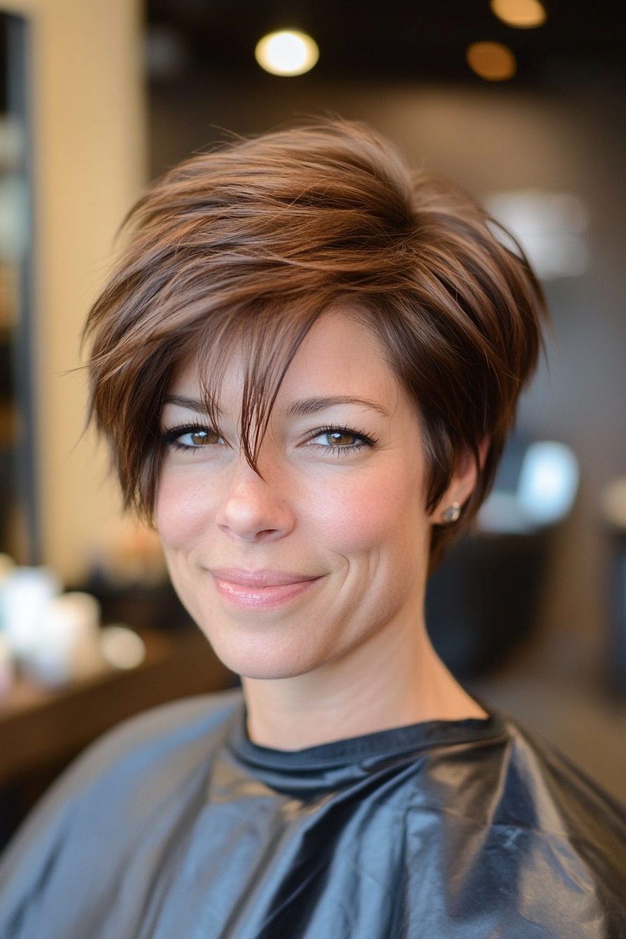 19. Hazelnut Layered Pixie (Short Pixie Haircuts) - Short Pixie Haircuts