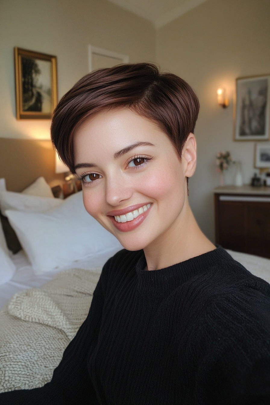 23. Mahogany Soft-Edged Pixie (Short Pixie Haircuts) - Short Pixie Haircuts