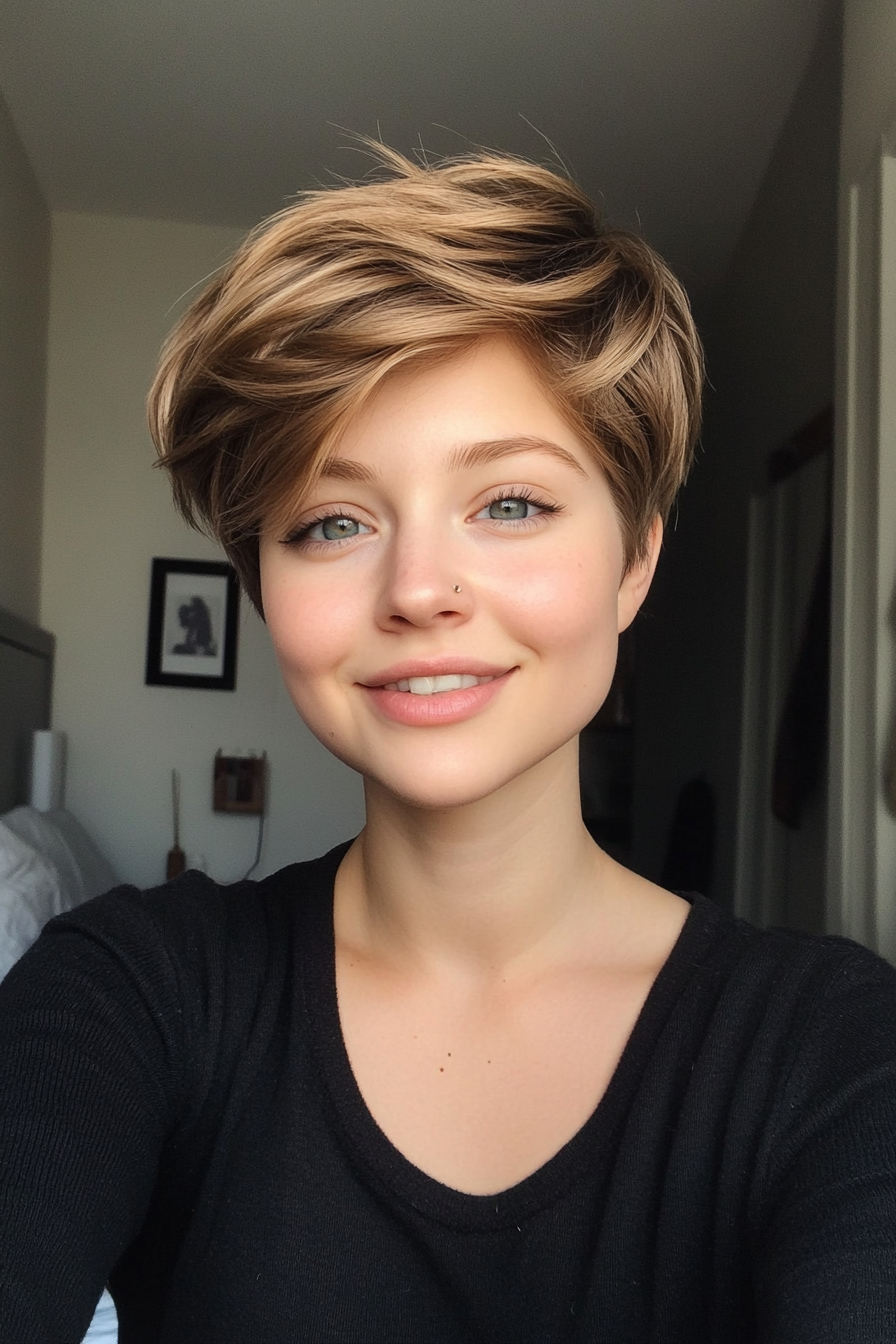 24. Light Brown Pixie Mullet (Short Pixie Haircuts) - Short Pixie Haircuts