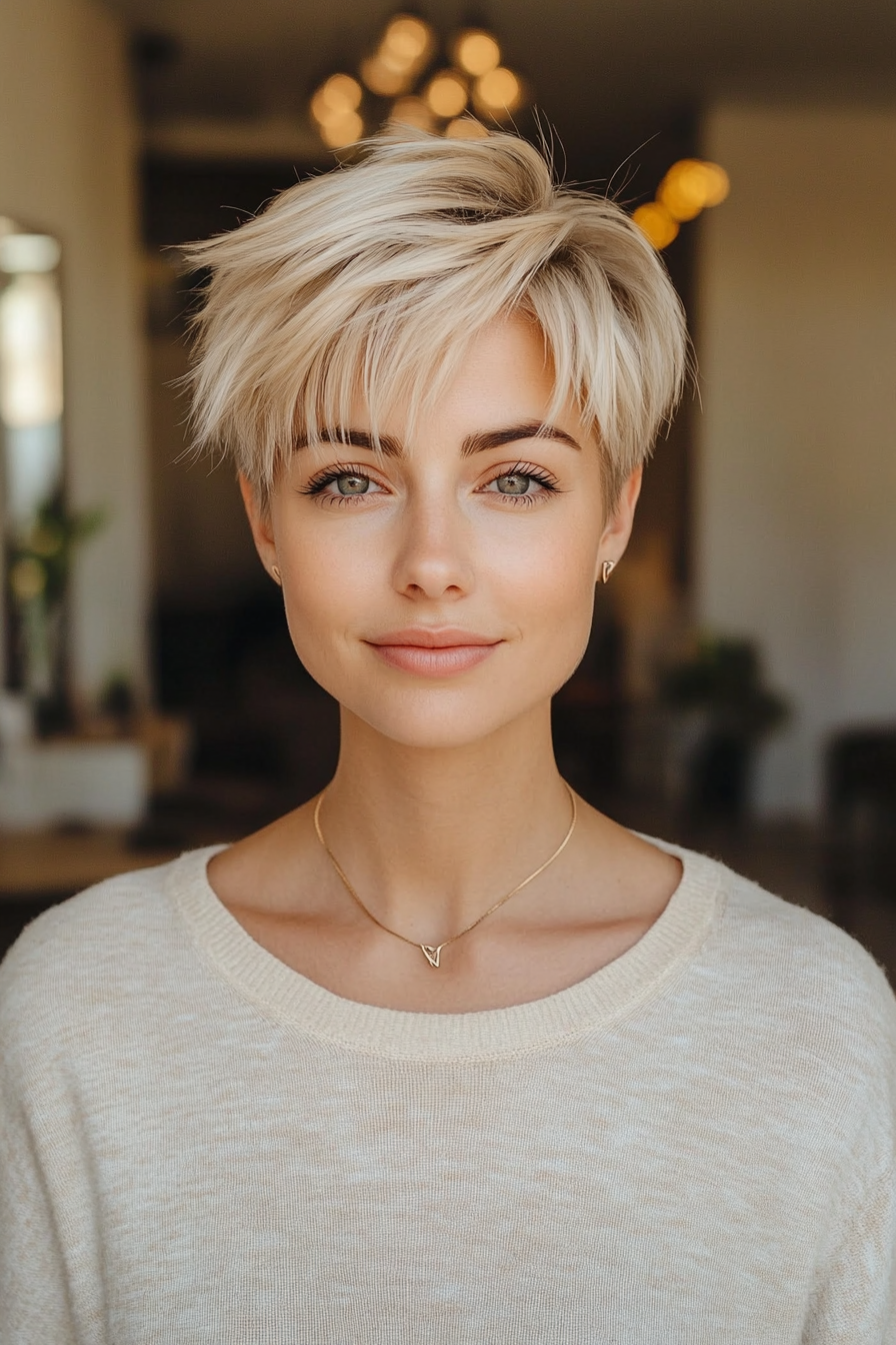 25. Cool Beige Undone Pixie (Short Pixie Haircuts) - Short Pixie Haircuts