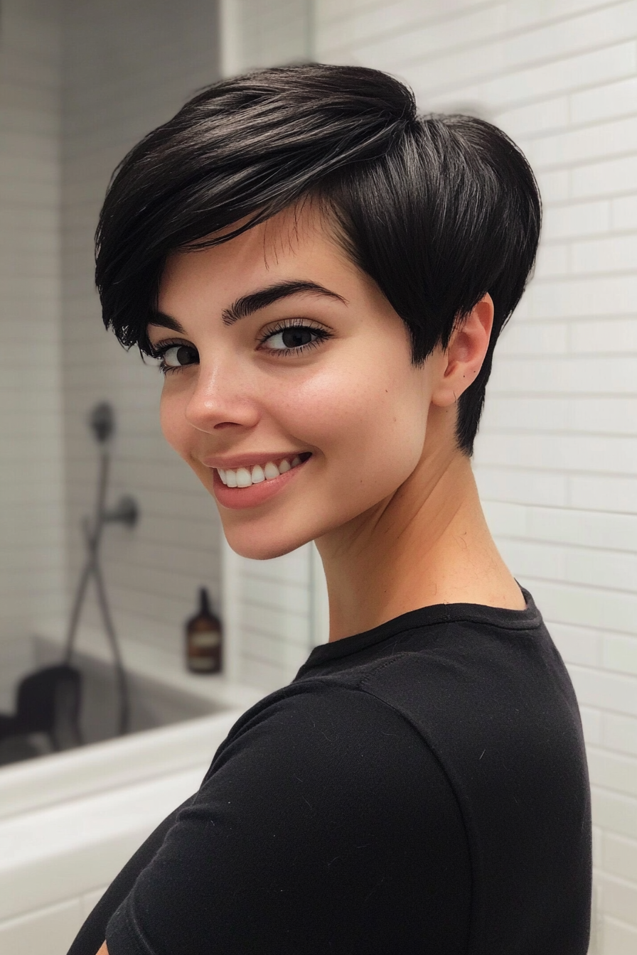 26. Ebony Sleek Pixie Cut (Short Pixie Haircuts) - Short Pixie Haircuts