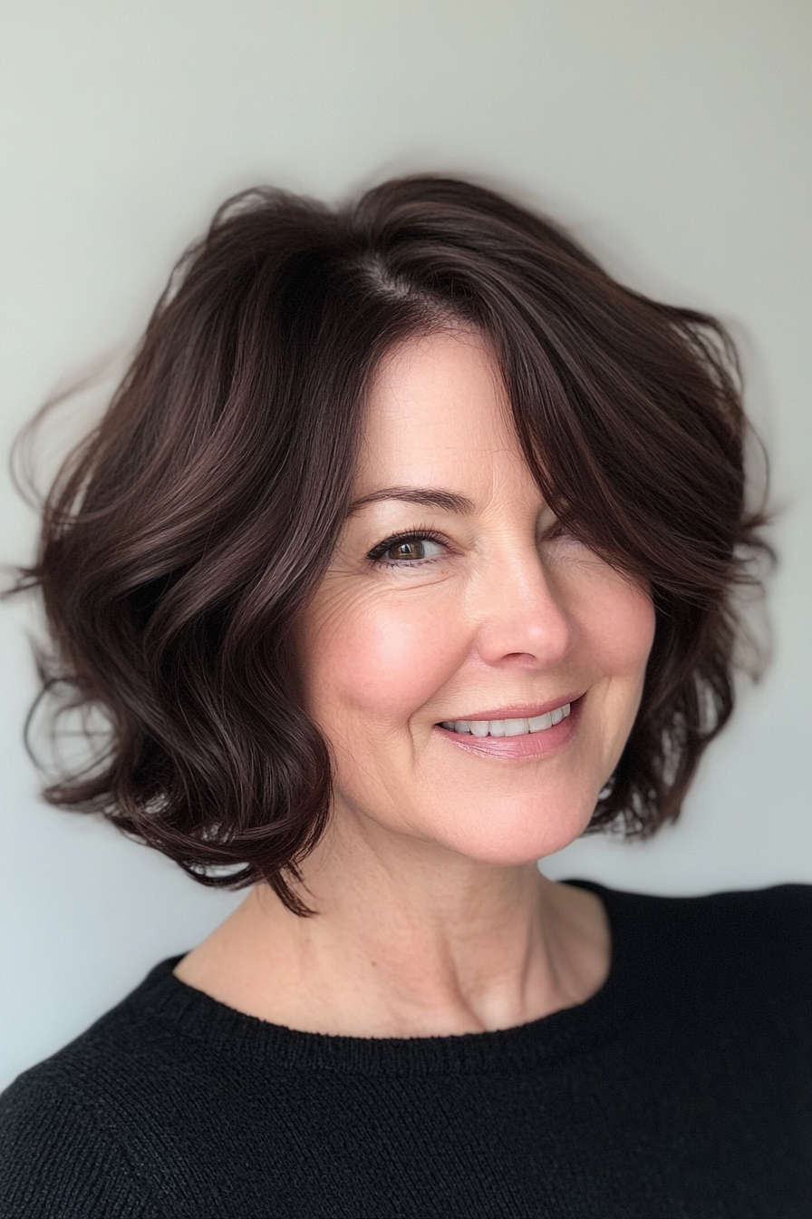 4. Curved Bob with Dark Chocolate Brown (Bob Hairstyles For Women Over 50) - Bob Hairstyles For Women Over 50