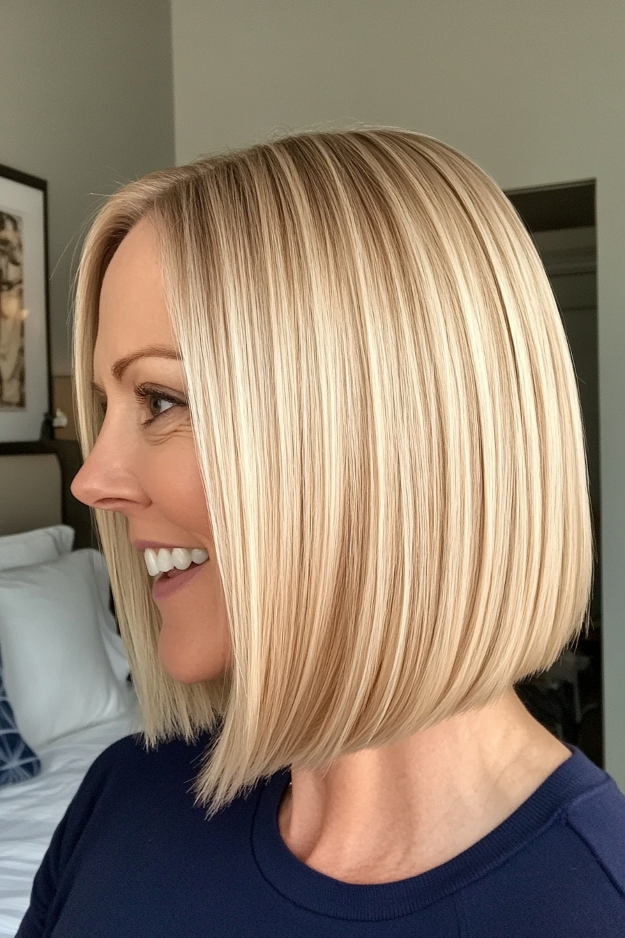 9. Blunt Bob with Honey Blonde (Bob Hairstyles For Women Over 50) - Bob Hairstyles For Women Over 50