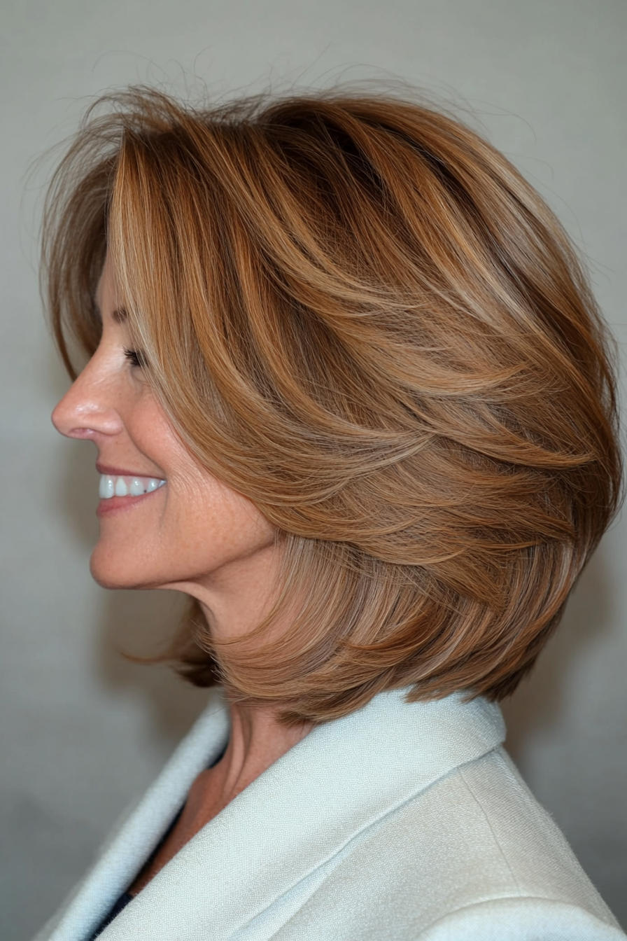15. Graduated Bob in Soft Almond Brown (Bob Hairstyles For Women Over 50) - Bob Hairstyles For Women Over 50