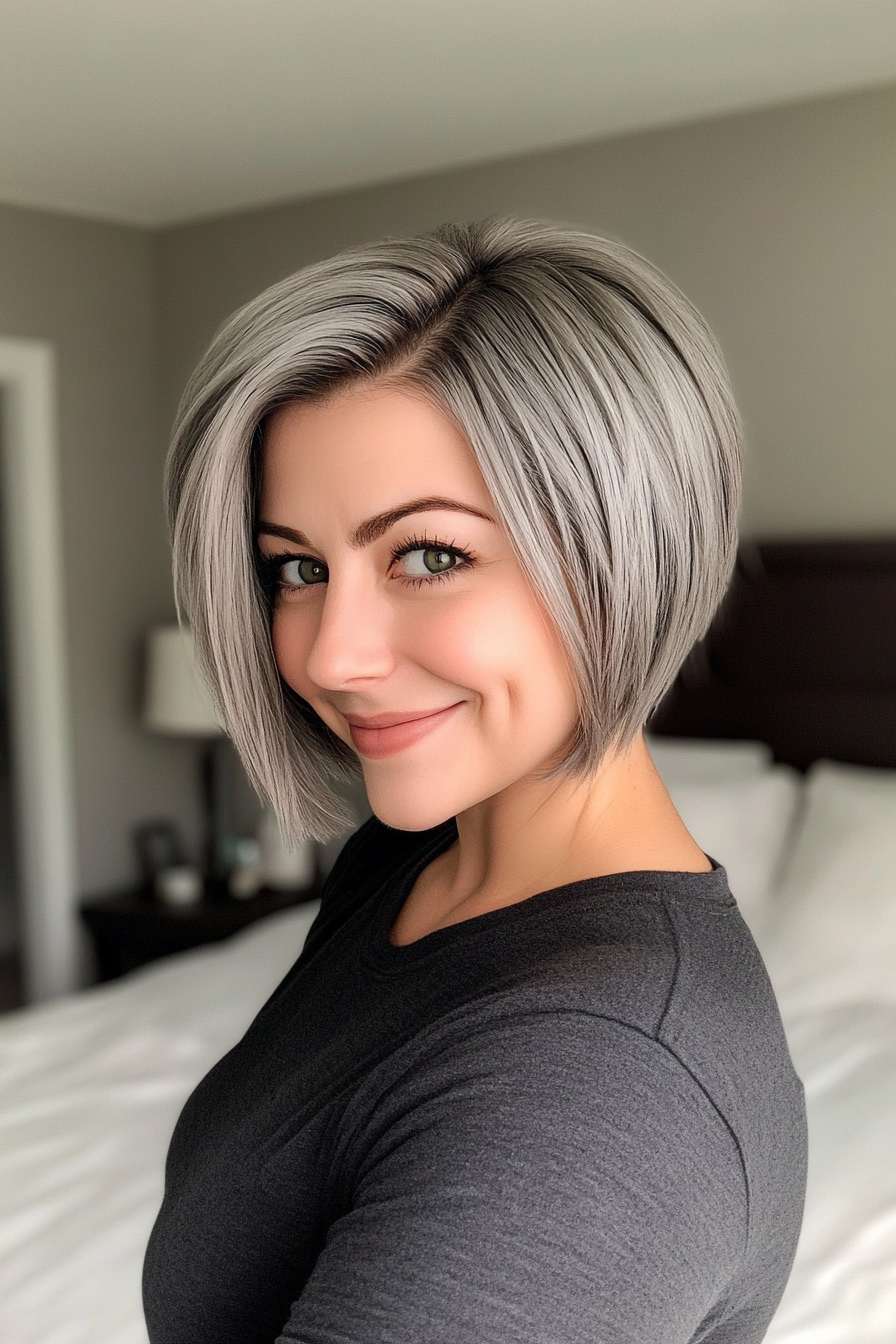 23. Pixie Bob in Charcoal Gray (Bob Hairstyles For Women Over 50) - Bob Hairstyles For Women Over 50