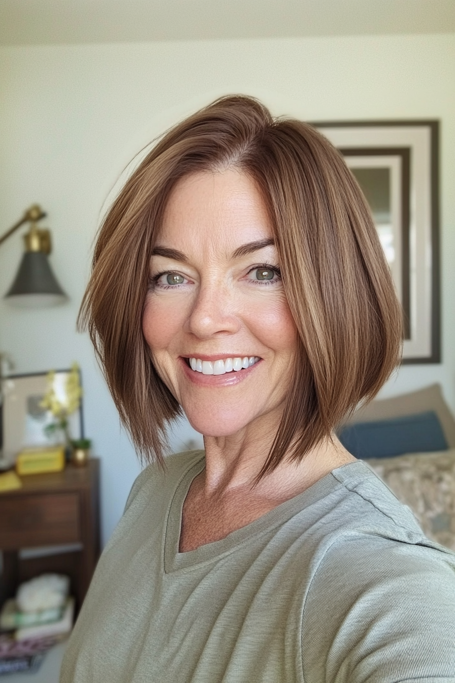 27. Disconnected Bob in Light Walnut (Bob Hairstyles For Women Over 50) - Bob Hairstyles For Women Over 50