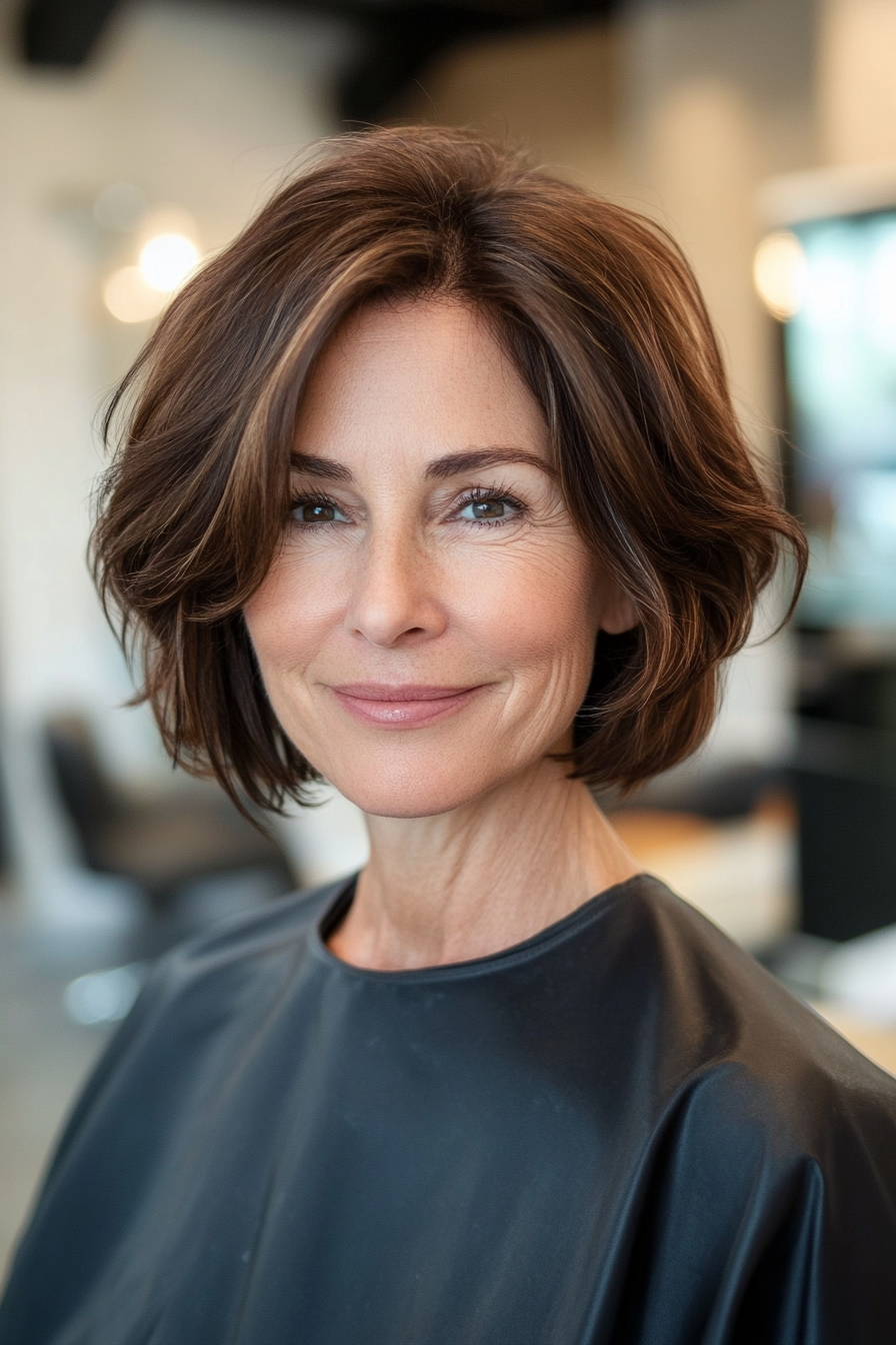 28. Classic Chin-Length Bob with Soft Brown (Bob Hairstyles For Women Over 50) - Bob Hairstyles For Women Over 50
