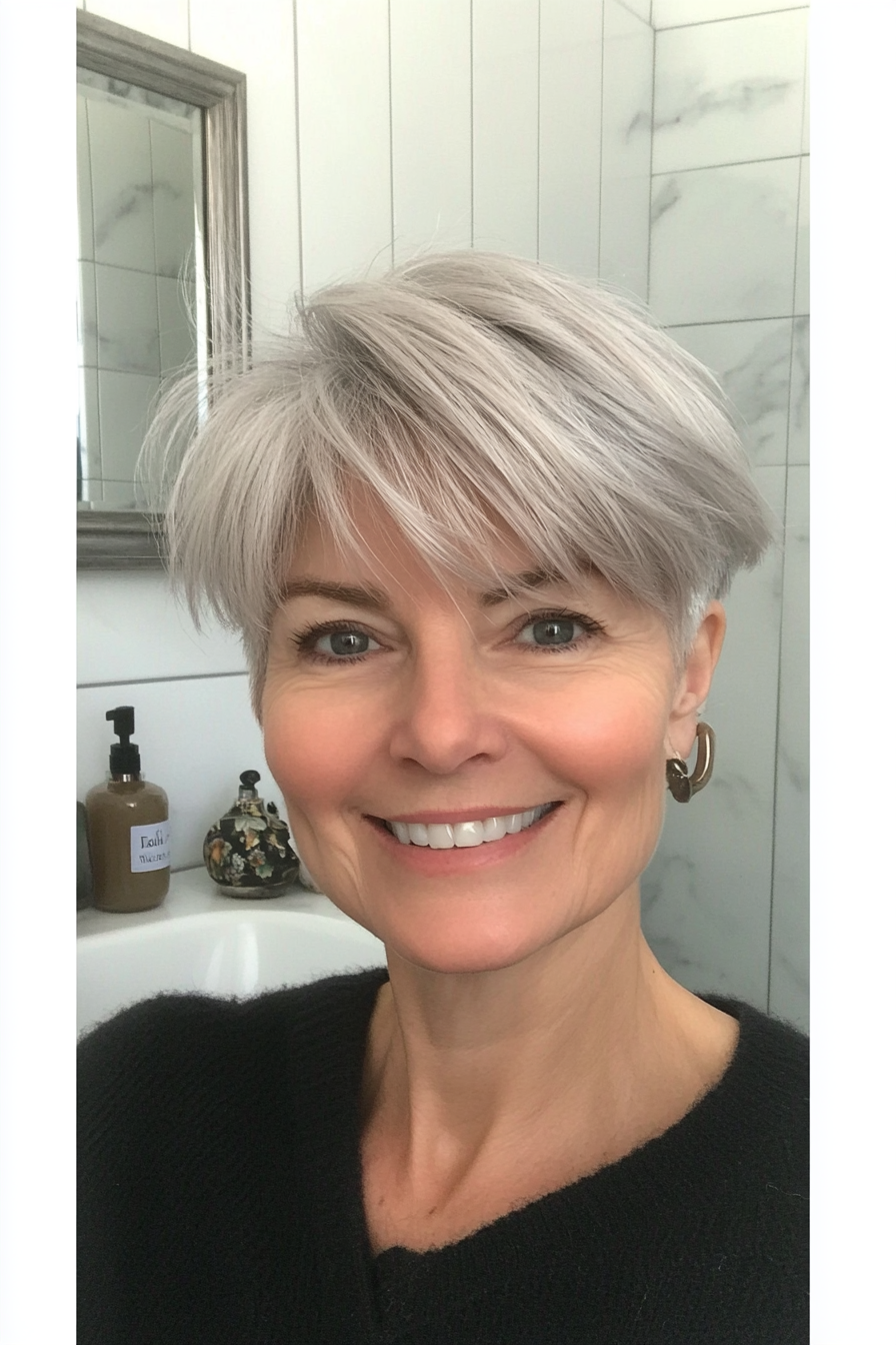 1. Soft Pixie with Silver Highlights (Short Hairstyles For Women Over 60 With Thin Hair) - Short Hairstyles For Women Over 60 With Thin Hair