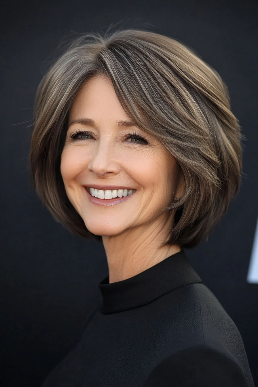 2. Classic Bob with Ash Brown Tones (Short Hairstyles For Women Over 60 With Thin Hair) - Short Hairstyles For Women Over 60 With Thin Hair