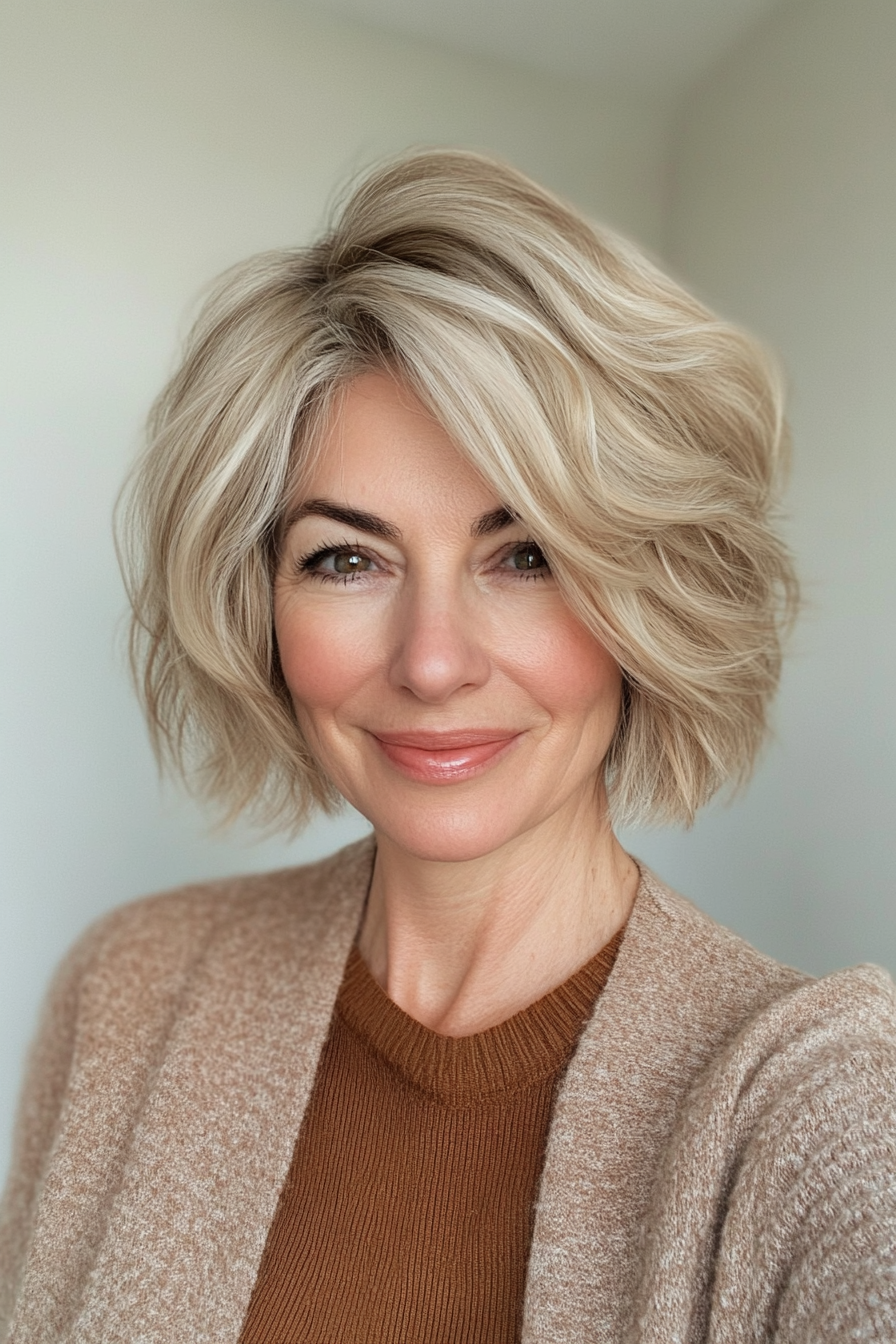4. Textured Shag in Sandy Blonde (Short Hairstyles For Women Over 60 With Thin Hair) - Short Hairstyles For Women Over 60 With Thin Hair