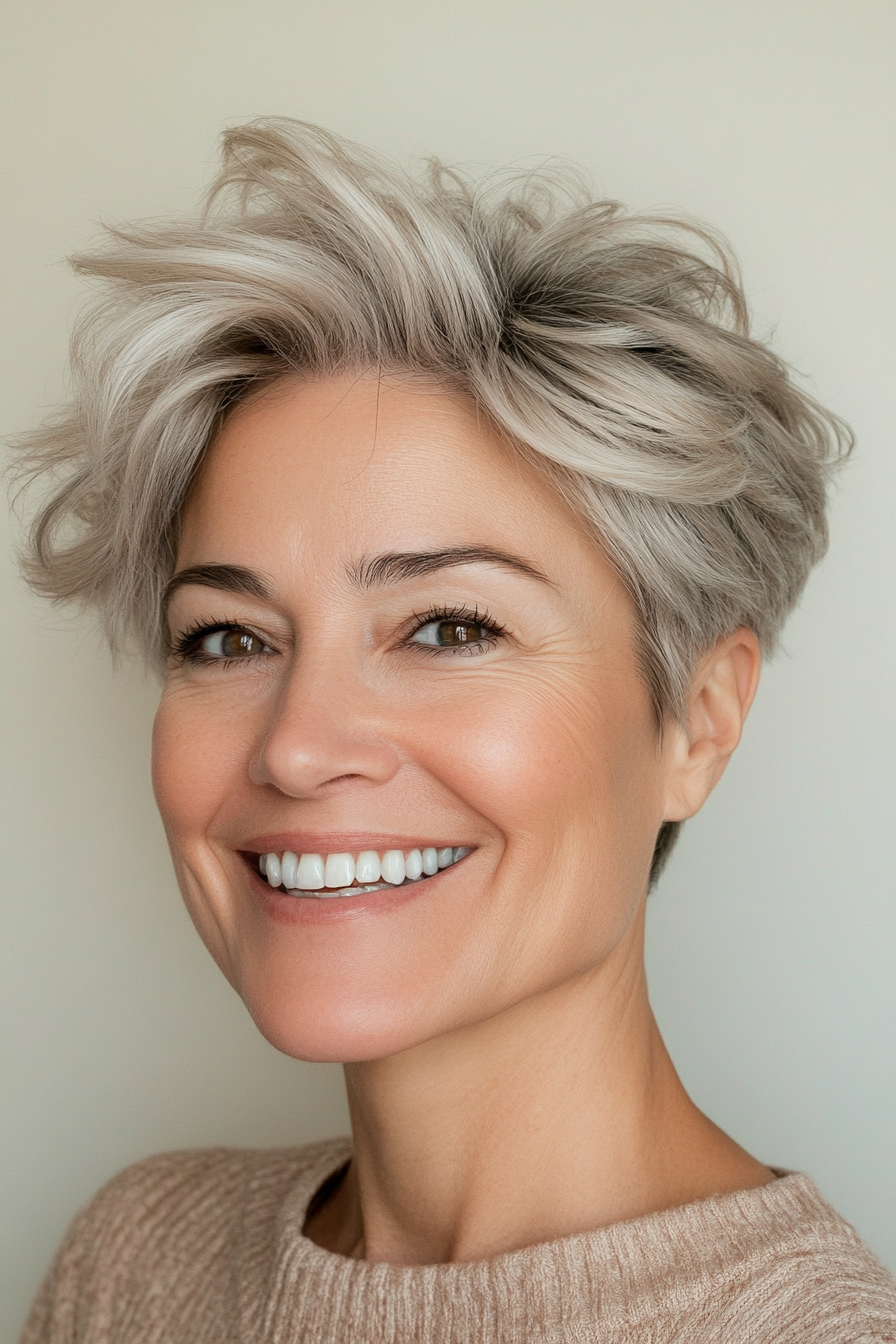 14. Tousled Pixie in Ash Blonde (Short Hairstyles For Women Over 60 With Thin Hair) - Short Hairstyles For Women Over 60 With Thin Hair