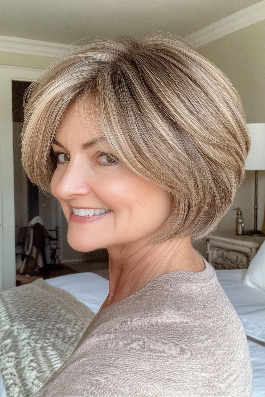 15. Fringed Bob in Soft Golden Brown (Short Hairstyles For Women Over 60 With Thin Hair) - Short Hairstyles For Women Over 60 With Thin Hair