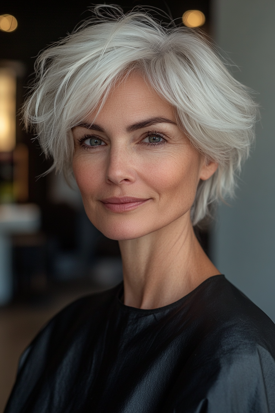 16. Short Crop with Platinum White (Short Hairstyles For Women Over 60 With Thin Hair) - Short Hairstyles For Women Over 60 With Thin Hair