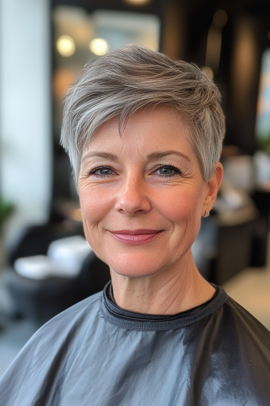 22. Tapered Crop in Cool Chestnut Gray (Short Hairstyles For Women Over 60 With Thin Hair) - Short Hairstyles For Women Over 60 With Thin Hair