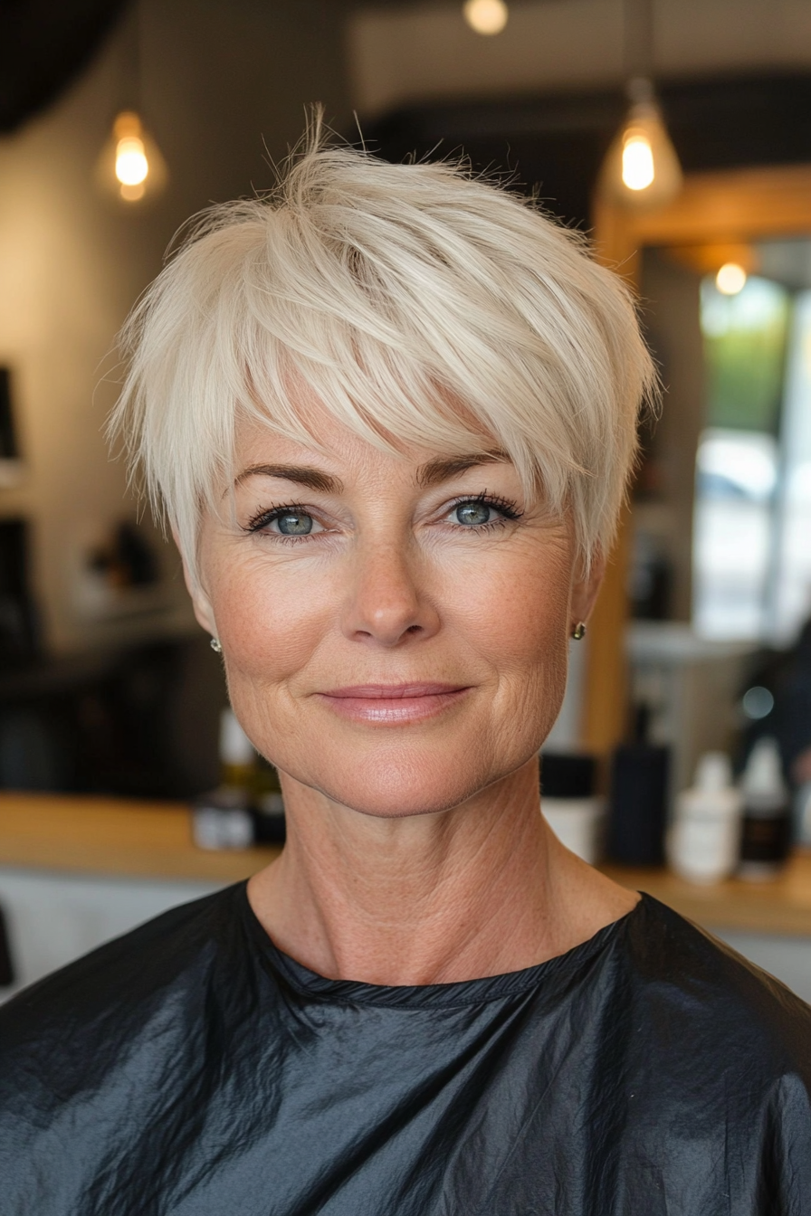 23. Cropped Layers in Ivory Blonde (Short Hairstyles For Women Over 60 With Thin Hair) - Short Hairstyles For Women Over 60 With Thin Hair