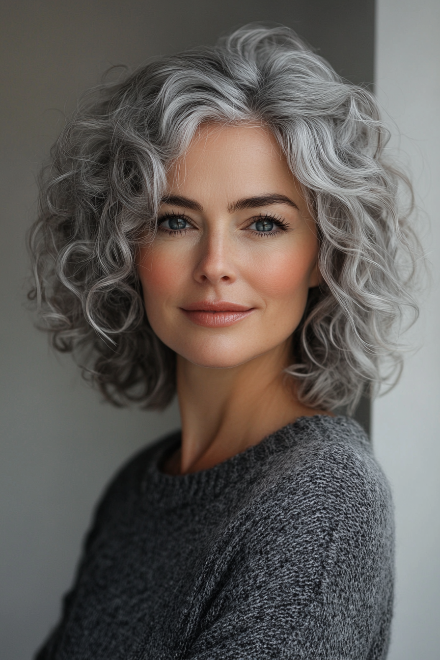4. Tapered Curly Cut in Salt and Pepper (Hairstyles For Older Women With Curly Hair) - Hairstyles For Older Women With Curly Hair
