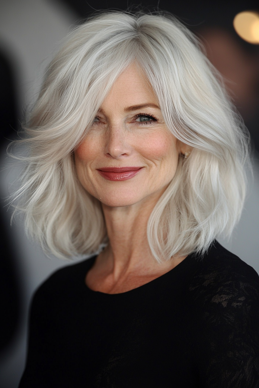 16. Platinum Blonde Razor-Cut Shag (Shag Hairstyles For Women Over 50) - Shag Hairstyles For Women Over 50