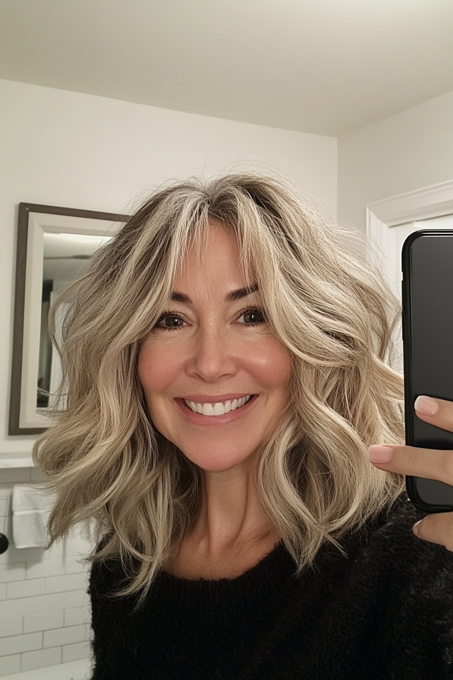 22. Light Blonde Shag with Soft Curls (Shag Hairstyles For Women Over 50) - Shag Hairstyles For Women Over 50