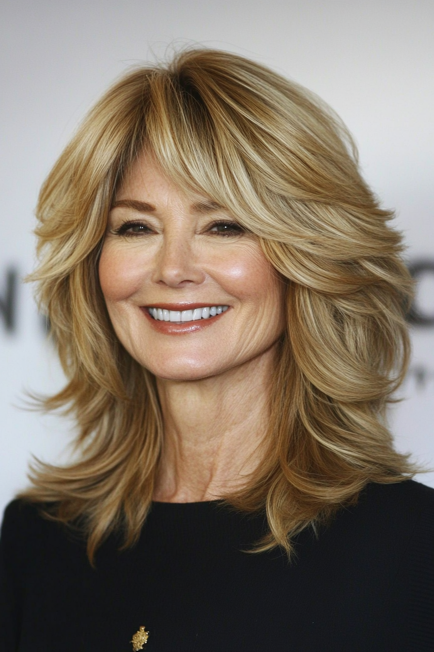 28. Sandy Blonde Shag with Layered Texture (Shag Hairstyles For Women Over 50) - Shag Hairstyles For Women Over 50