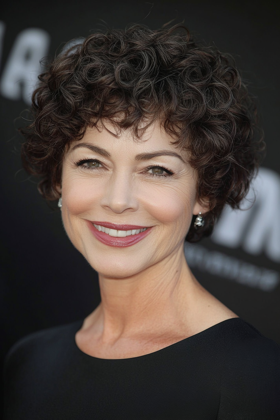 14. Curly Crop in Deep Mahogany (Short Hairstyles For Older Women) - Short Hairstyles For Older Women