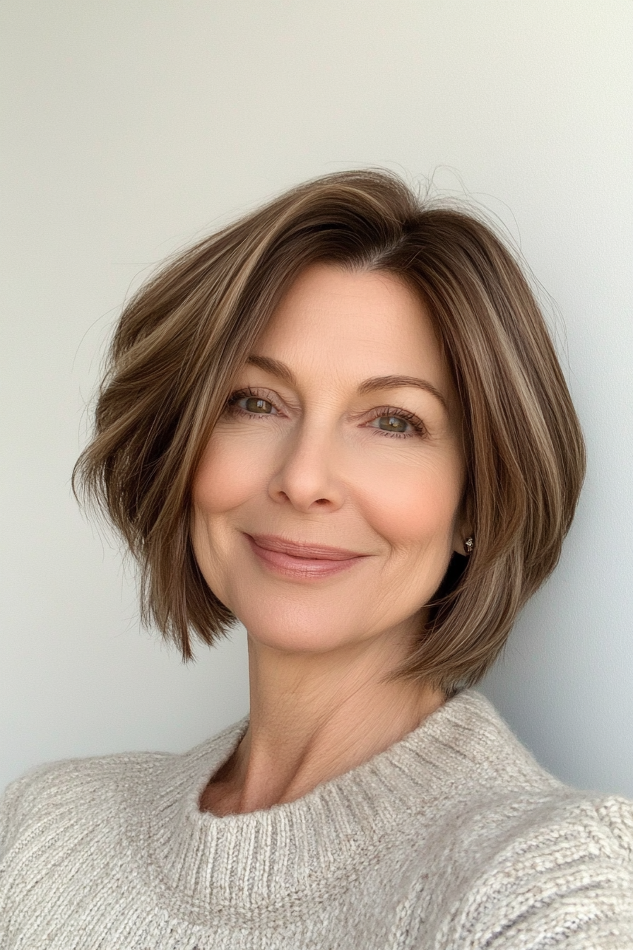 21. Flipped Ends in Natural Medium Brown (Short Hairstyles For Older Women) - Short Hairstyles For Older Women