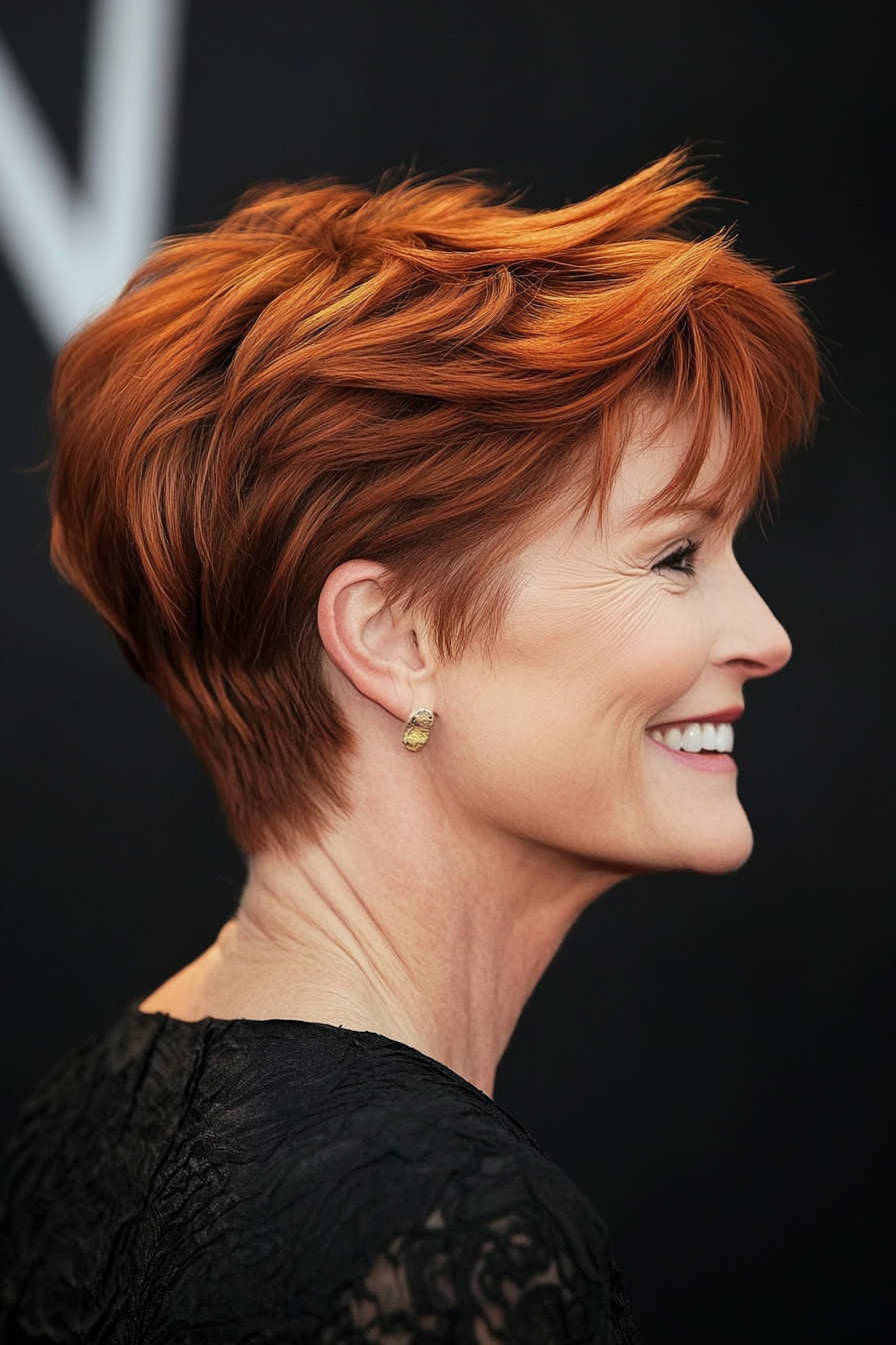 27. Choppy Pixie in Natural Auburn Red (Short Hairstyles For Older Women) - Short Hairstyles For Older Women