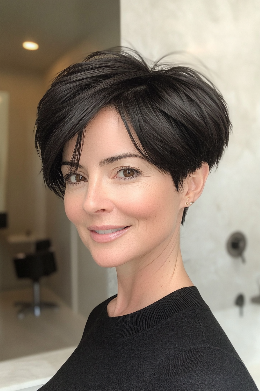 3. Textured Crop with Natural Black (Short Hairstyles For Women Over 50 With Thin Hair) - Short Hairstyles For Women Over 50 With Thin Hair