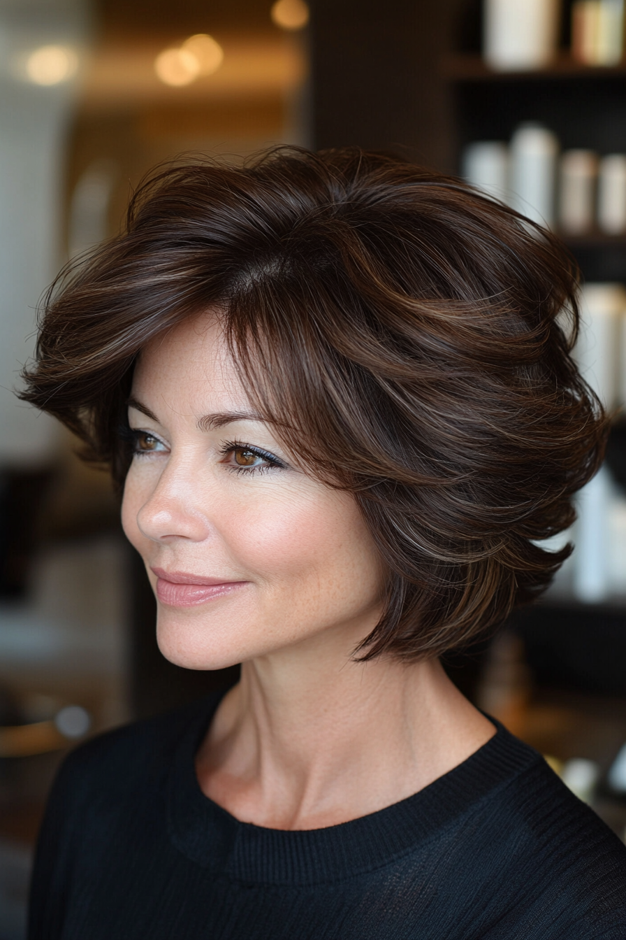 25. Short Layered Bob in Natural Blonde (Short Hairstyles For Women Over 50 With Thin Hair) - Short Hairstyles For Women Over 50 With Thin Hair