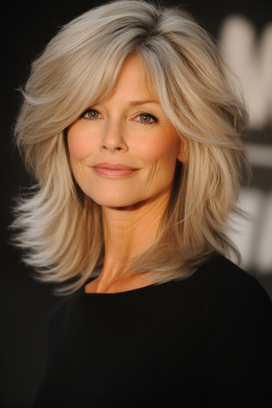 19. Ash Blonde Shag with Face-Framing Layers (Shaggy Hairstyles For Older Women) - Shaggy Hairstyles For Older Women