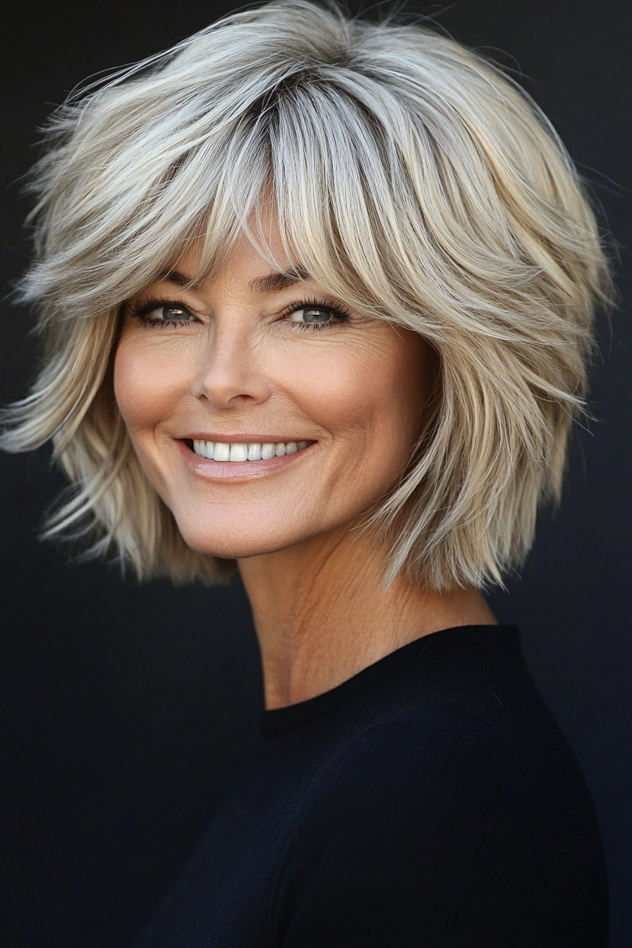 23. Creamy Blonde Short Shag (Shaggy Hairstyles For Older Women) - Shaggy Hairstyles For Older Women
