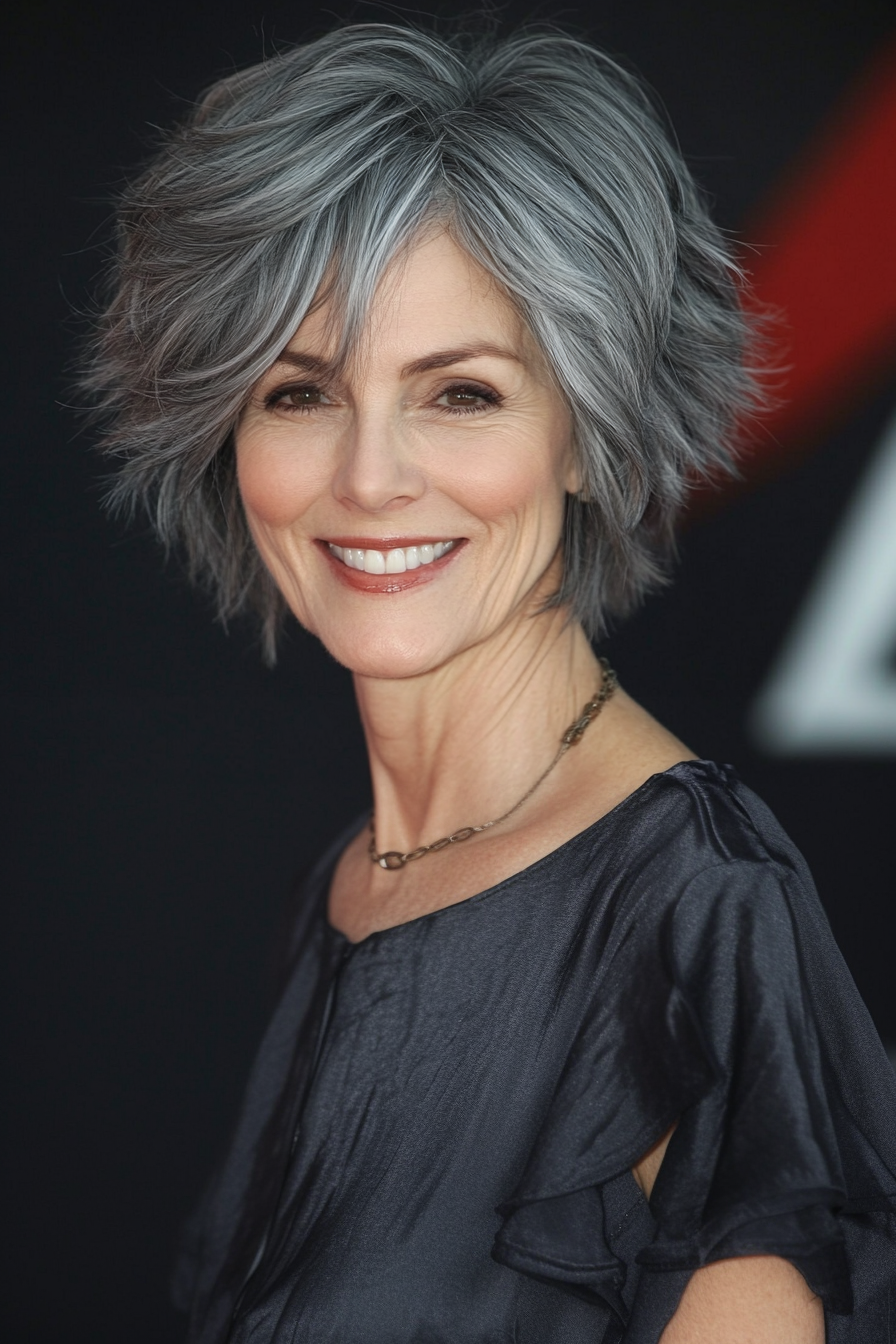 24. Deep Gray Pixie Shag (Shaggy Hairstyles For Older Women) - Shaggy Hairstyles For Older Women