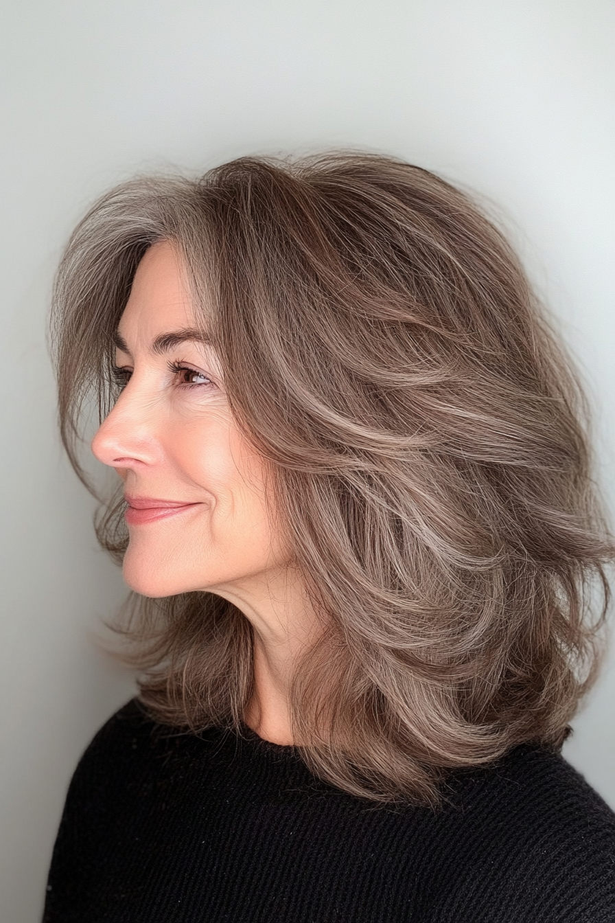 25. Neutral Brown Shag with Soft Waves (Shaggy Hairstyles For Older Women) - Shaggy Hairstyles For Older Women