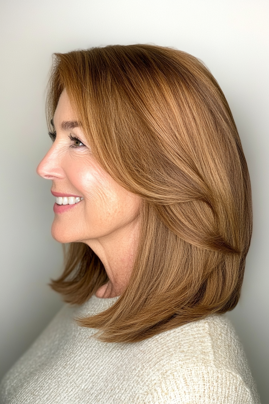 4. Classic Pageboy in Warm Golden Brown (Hairstyles For Older Women With Fine Hair) - Hairstyles For Older Women With Fine Hair