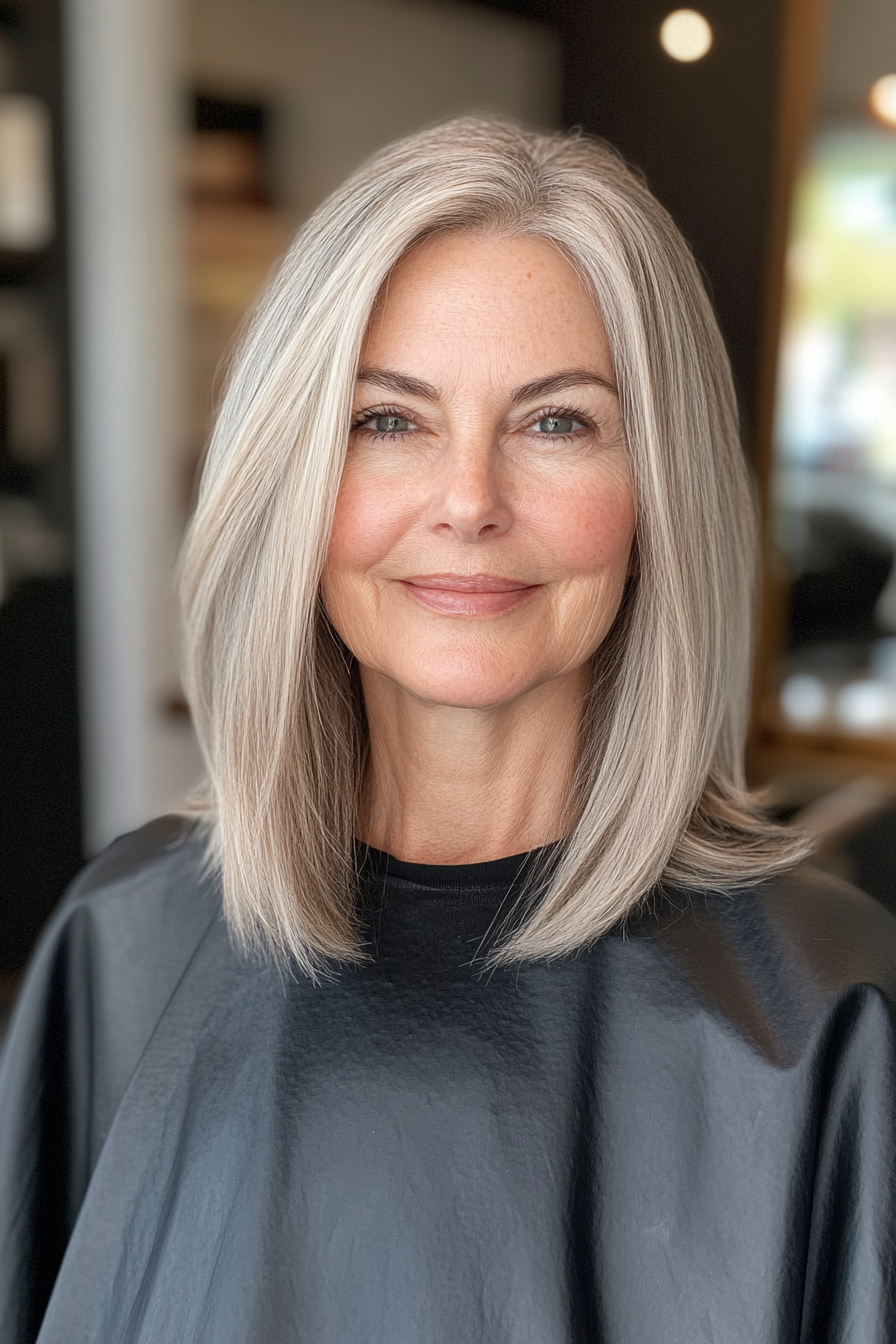 7. Straight Shoulder-Length Cut in Sandy Blonde (Hairstyles For Older Women With Fine Hair) - Hairstyles For Older Women With Fine Hair
