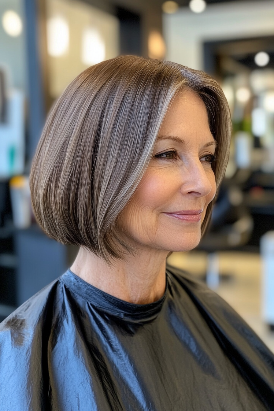 23. Neck-Length Bob with Blunt Ends in Light Ash Brown (Hairstyles For Older Women With Fine Hair) - Hairstyles For Older Women With Fine Hair