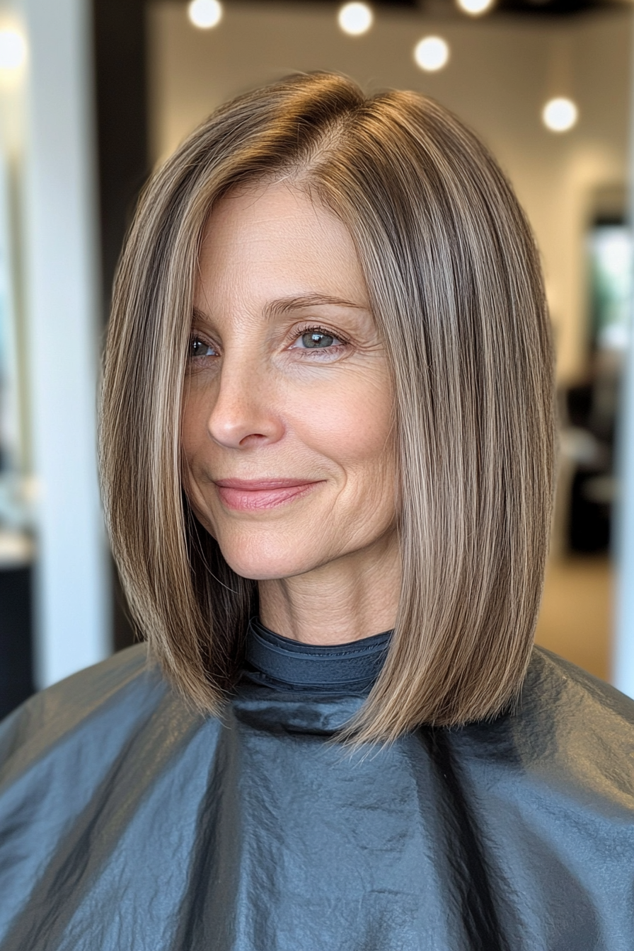 5. Blunt Cut with Light Ash Brown (Medium Length Hairstyles For Women Over 40) - Medium Length Hairstyles For Women Over 40