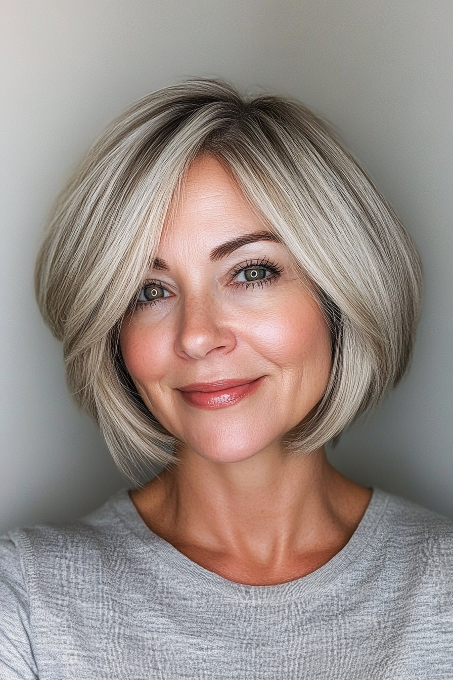 2. Layered Ash Blonde Bob (Short Haircuts For Women Over 60) - Short Haircuts For Women Over 60