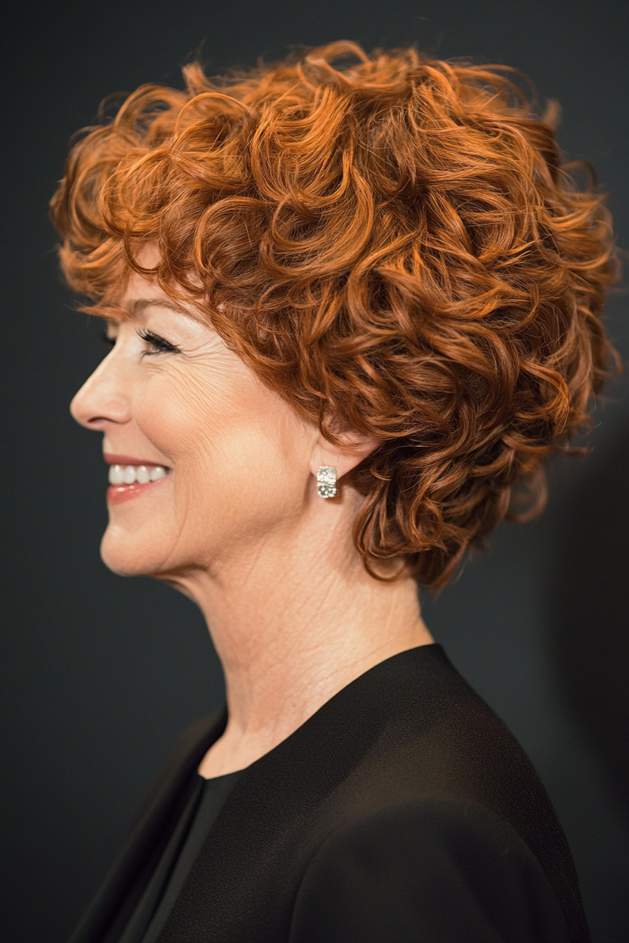 5. Curly Auburn Shag (Short Haircuts For Women Over 60) - Short Haircuts For Women Over 60