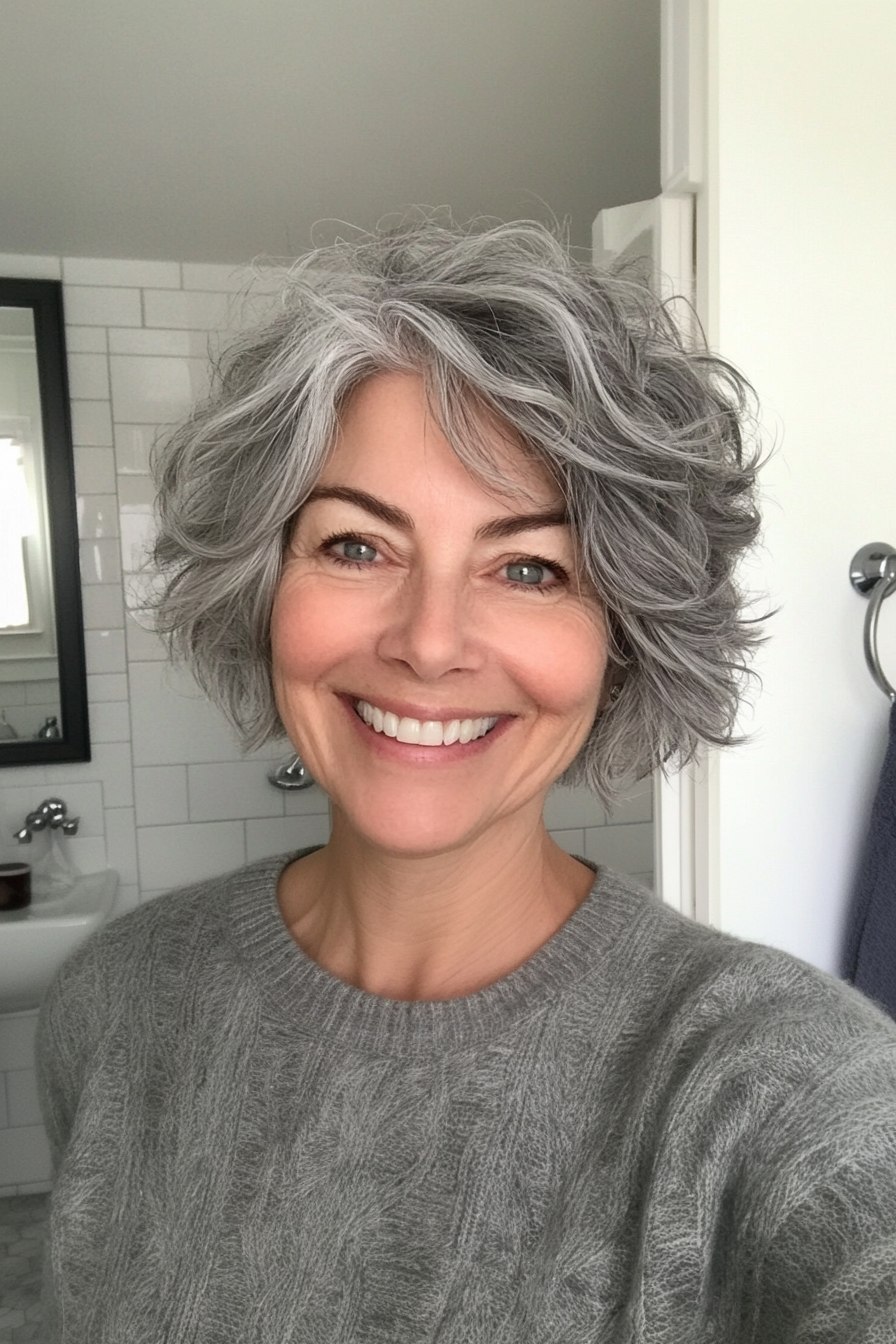 10. Gray Tousled Crop (Short Haircuts For Women Over 60) - Short Haircuts For Women Over 60