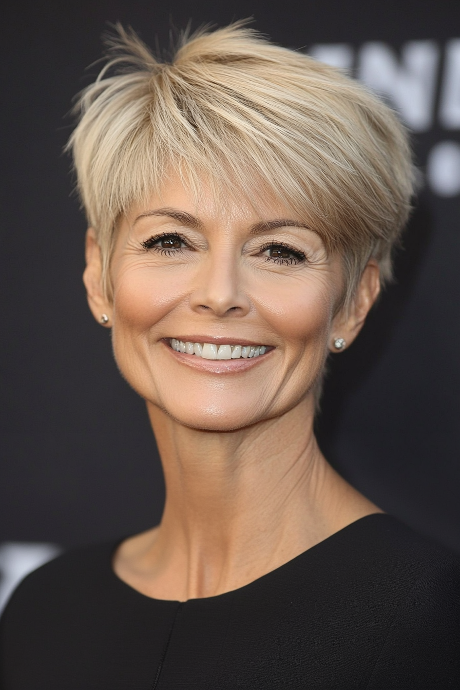 13. Beige Blonde Tapered Cut (Short Haircuts For Women Over 60) - Short Haircuts For Women Over 60