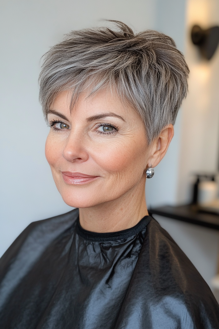 19. Pewter Textured Pixie (Short Haircuts For Women Over 60) - Short Haircuts For Women Over 60